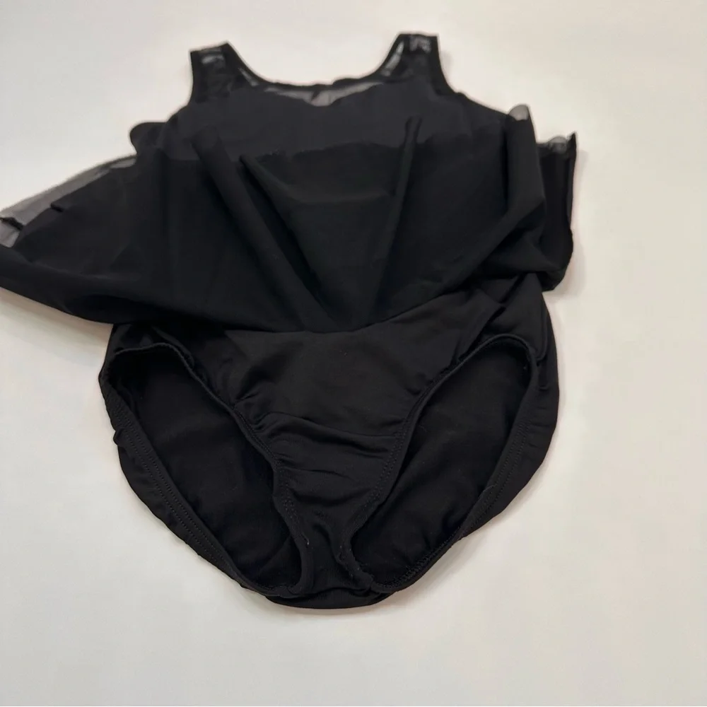 Motionwear Black Layered Kids Figure Skating Dance Dress Size Large (12-14)